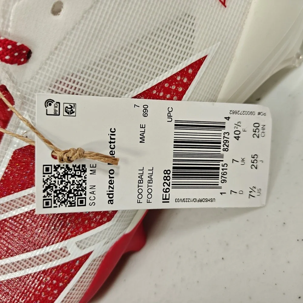 Adidas Adizero Electric Football Cleats Men's 7.5 White Red IE6288 New
